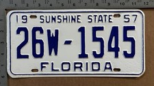1957 Florida license plate 26W-1545 YOM DMV Osceola HIGH QUALITY RESTORED 24693 picture