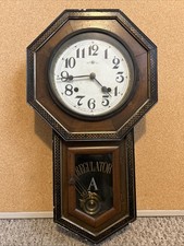Antique Regulator A Japan Wooden Wall Clock With Pendulum and Key picture