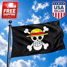 3x5 Ft One Piece Luffy's Straw Hat Pirate Flag High Quality Polyester Banner picture