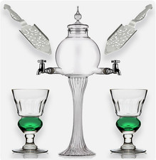 Absinthe Set - Glass Fountain Dripper with 2 Spouts 2 Spoons and 2 Glasses - NEW picture