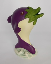 VTG Enesco Home Grown Collection Painted Resin Figurine Purple Eggplant Porpoise picture