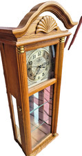 VTR D&A Clock MCM Grandfather Wall Clock and Curio Cabinet with Glass Shelves picture