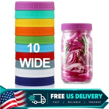 10 Pack Plastic Wide Mouth Mason Jar Lids For Ball, Kerr And More - Multicolor picture