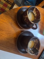 Set of 2 coffee cup and saucer candles new May Rich company  picture