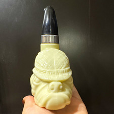 Avon Pipe-Shaped Novelty Decorative Bottle Ivory/Black/Silver 1970s picture
