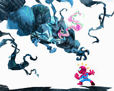 The Amazing Spider-Man vs Venom Art Print Marvel Comics Kirk Parrish Tom Holland picture