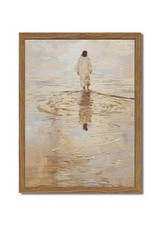 HWETUI Framed 3D Textured Christian Wall Art,Jesus Walking on Water Painting,... picture