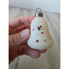 Vintage franke confetti star Bell Mica glass ornament Xmas tree picture