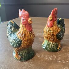 Awesome HOME Brand 🐓 Rooster Chicken Farmhouse Salt Pepper Shakers Set Rustic picture