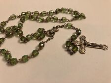 vintage estate green bead rosary picture