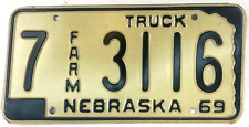 Nebraska 1969 Farm Truck License Plate Vintage Garage Madison Co Collector picture
