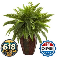Nearly Natural Boston Fern Artificial Plant in Decorative Planter picture