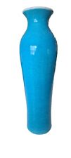SIGNED TOZAI TALL TURQUOISE BLUE CERAMIC VASE picture