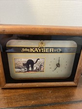 Julius Kayser Black Cat Clock VTG Wood Box 12 X 8.5 X 3 Advertising Bar Wine picture
