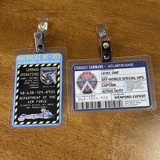 Stargate Atlantis Command ID Badge Cosplay Costume Prop Handmade Set of Two picture