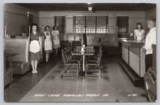 Arnolds Park Iowa Reds Cafe Restaurant Interior Waitresses Dining RPPC Postcard picture