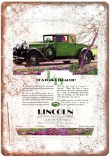 Vintage 1929 Lincoln Locke Club Roadster Auto Ad Retro Look Metal Sign A3971 picture