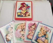 Guys & Gals 1950s lot of 4 Large Greeting Cards & enveloppe Babies original box picture
