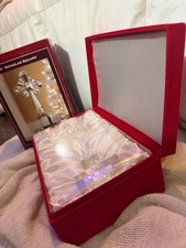 St Nicholas Square Crystal Cross Winter Frost Decor 24% Lead NIB CR6091 NIB picture