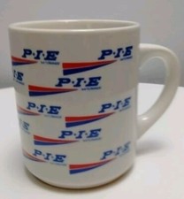 Vintage P.I.E Pacific Intermountain Express Mug White Red Blue Logo Trucking Adv picture