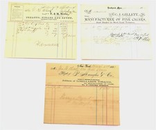x3 Antique 1880's Billheads Letterhead Receipts for TOBACCO & CIGARS picture