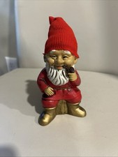 VTG CAFFCO JAPAN CERAMIC CHRISTMAS ELF GNOME RED SMOKING PIPE COTTAGE CORE 7