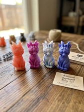 Pink  wax Cat Figurine Statue with Crown Headdress Crowned Cat Figurine picture