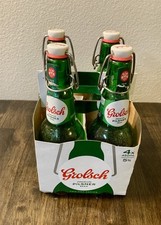 Grolsch Green Flip-Top Beer Bottles - Set Of 4  with Carrier. 10 sets available. picture