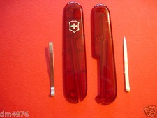 NEW GENUINE VICTORINOX 91mm RUBY SWISS ARMY KNIFE SCALES +TOOTHPICK TWEEZER +PIN picture