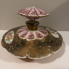Vintage French Porcelain Perfume Bottle & Stopper, Pretty, Hand Painted picture