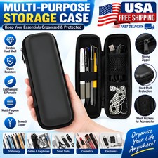 Black EVA Hard Shell Pencil Case Stylus Pen Holder Earphone Storage Pouch Bag picture