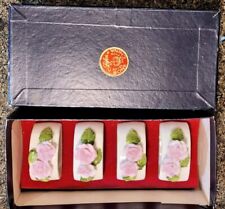 Lefton Royal Hampton Bone China Porcelain Pink Rose Napkin Rings Set of 4 picture