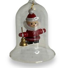 Vintage Wooden Santa Claus in a Glass Bell Christmas Ornament picture