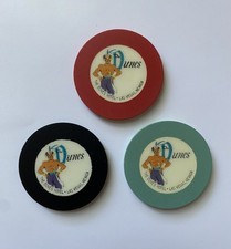 Dunes Hotel & Casino Las Vegas Roulette Sultan Chip Lot of 3 Black, Red, Green picture