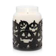 Yankee Candle Halloween Jack Pumpkins Black Metal Jar Candle Holder picture