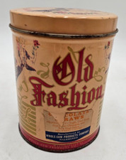 VTG Old Fashion candies Tin Chocolate Straws Paper Label Rusty Flowers Woman ‘46 picture