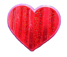 Hallmark PIN Valentines Vintage HEART STRIPED Red GLITTER Holiday Brooch picture
