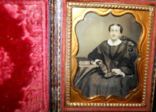 1/9th Size Daguerreotype of older lady in full case picture