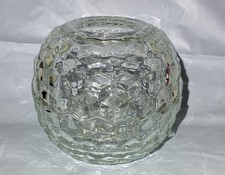 Homco Vintage Fairy Lamp Cubist Clear Glass Candle Holder Round- 3 piece,  Read picture