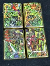 ZIPPO 1995 MYSTERIES OF THE FOREST BRASS SET OF 4 LIGHTER SEALED IN BOX picture