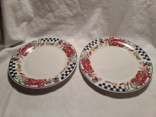 Set Of 2 Campbell Soup Checkerboard Vegetable 1997 Gibson Dessert Plate 7 1/2