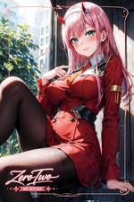 Zero Two Waifu Card Anime Fanart Trading  Collectible Card A5 With NFC VIDEO picture
