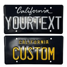 EMBOSSED CA California Style US License Plate Black & Yellow Custom Reflective picture