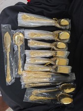 60 Piece Gold Plated Korea Silverware + Serving Pcs NEW see description  picture
