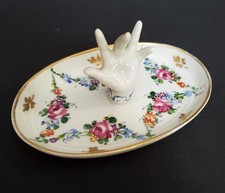 Vintage Hand Painted Made in France Porcelain Ring Holder-Gorgeous florals picture