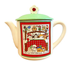 Vtg 1983 Enesco Susan Marie McChesney Christmas Teapot Japan Folk Art AS IS picture