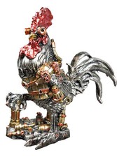 Steampunk Gearwork Robotic Cyborg Rooster Chicken In Battle Armor Figurine picture