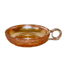 Jeanette Depression Glass ~  Floragold Louisa ~ Handled Nappy Bowl MCM picture