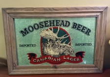 Vintage Moosehead Beer Canadian Lager Framed Glitter Art Sign Barware Mancave picture