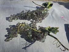 VTG Pair Green & Purple Translucent Faceted Acrylic Lucite Grape Clusters Leaves picture